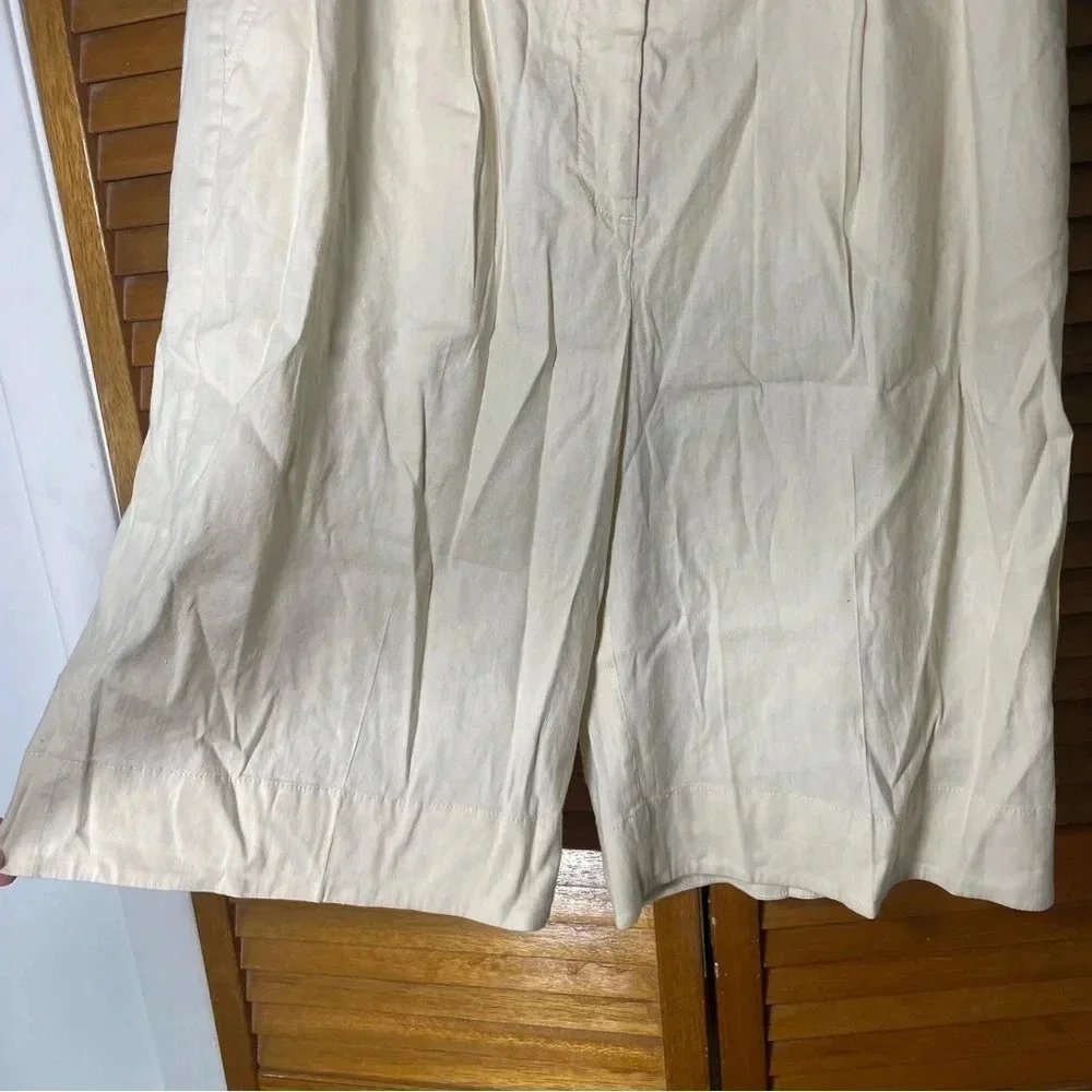 Meave By Anthropologie Long Lined Linen Blend Ivory Shorts Size 8 - Picture 6 of 9